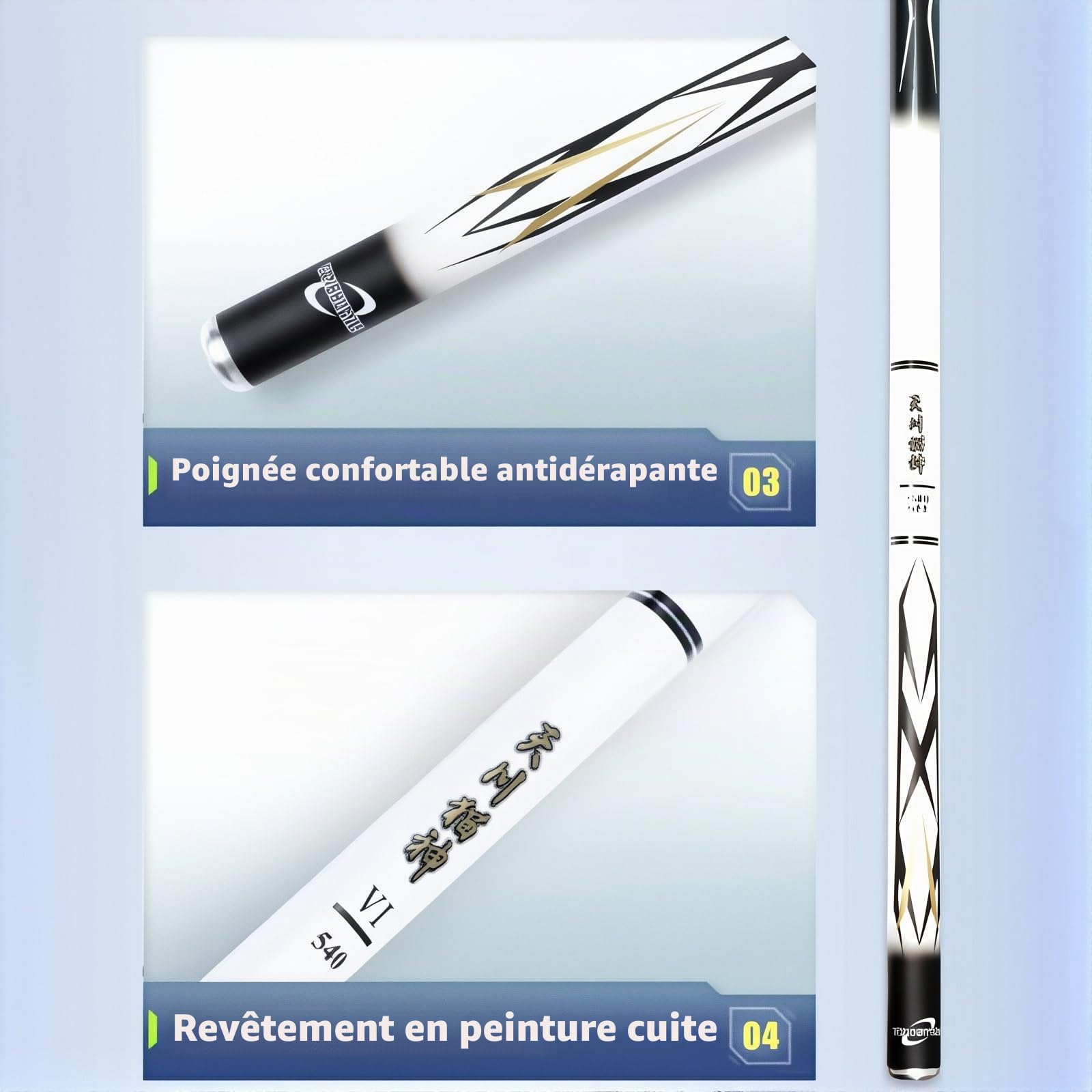 Canne A Peche Telescopique en Fibre De Carbone 8h19tone Canne A Coup Canne A Carpe Canne à PêChe Chinoise RéServoirs Et éTangs(8.1m)