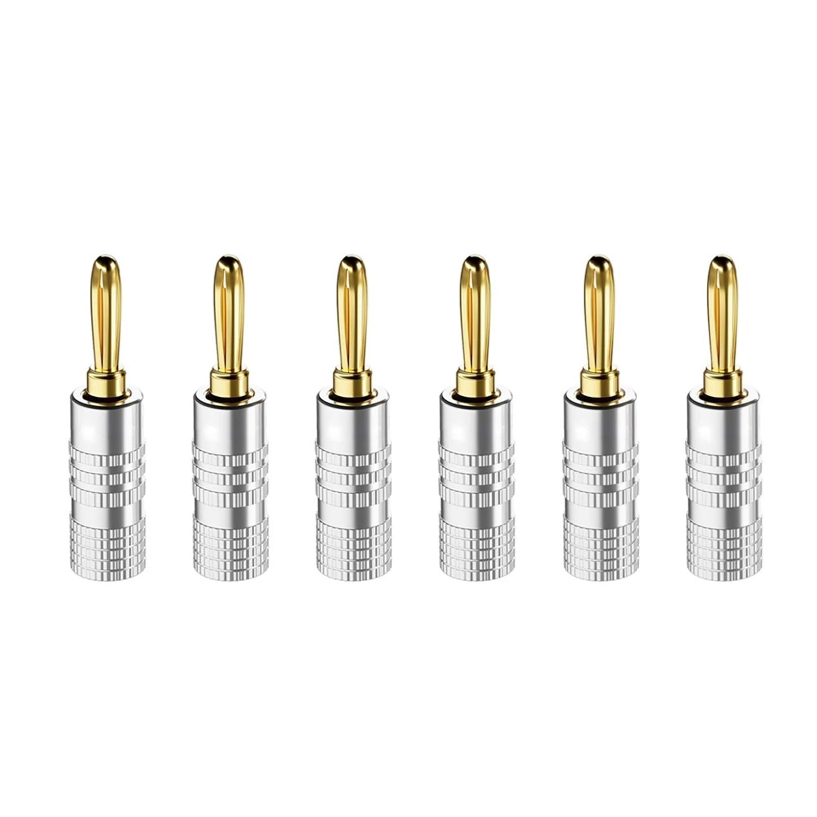Connettore a banana da 4 mm, spine for altoparlanti placcate oro 24K, jack a banana da 4 mm a morsetto for cavo for altoparlanti audio(6pcs)