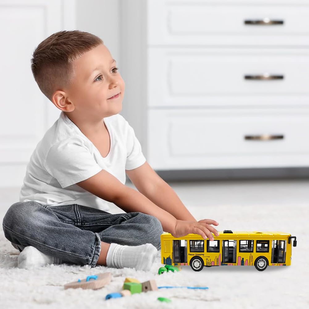 Autobús de Juguete, Coches de Juguetes para Niños Modelo de Autobús Tirar Hacia Vehículos Mini Autobúses de Juguete Vehículos Fricción Mini Auto de Juguetes Regalo Cumpleaños para Niños(Amarillo) — view 7