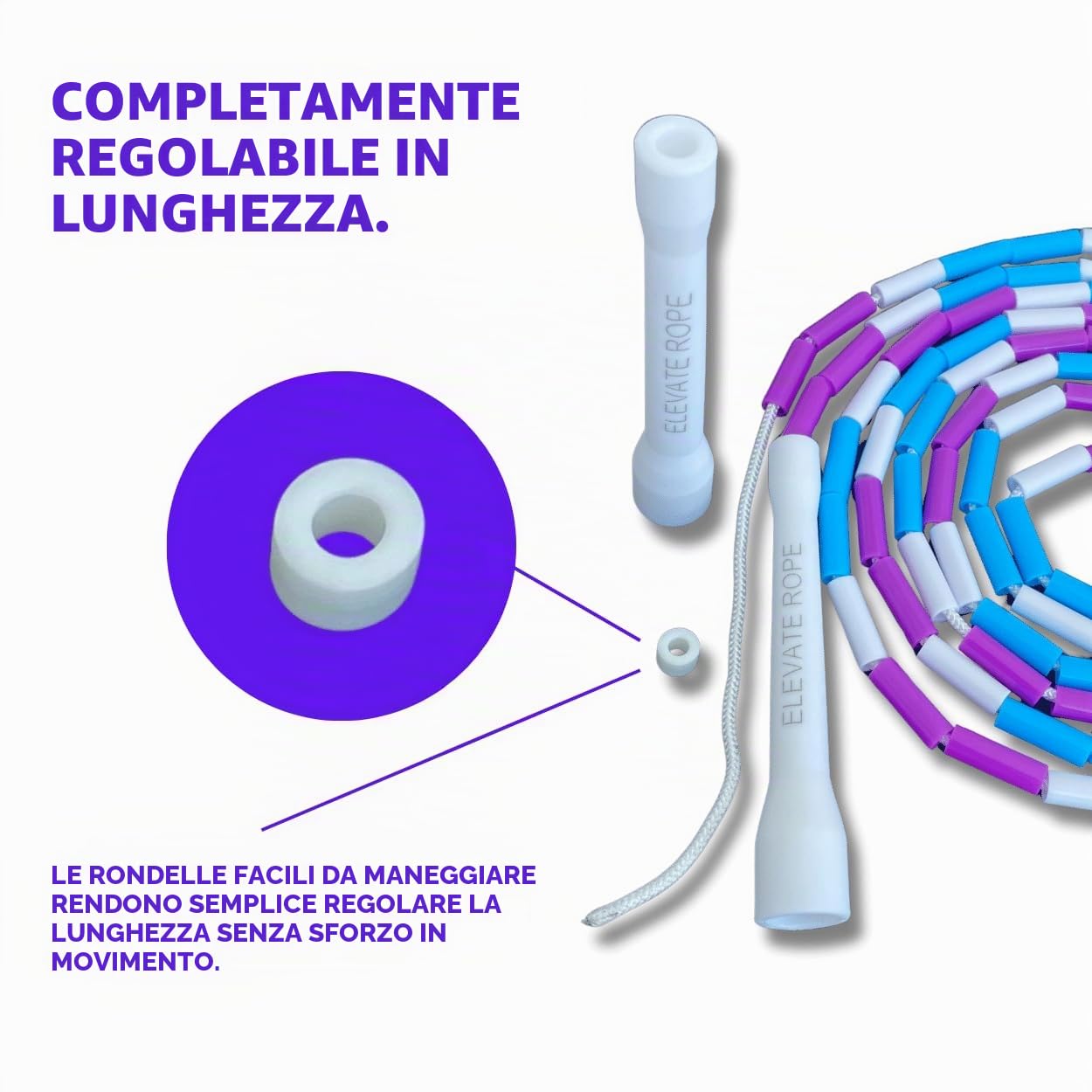 Elevate Rope - Pacchetto di corda per saltare con app per allenamento - 2 x corda per saltare regolabile - Adulti e bambini - Speed + corda con perline - Condizioni e trucchi - Interno/Esterno - Set