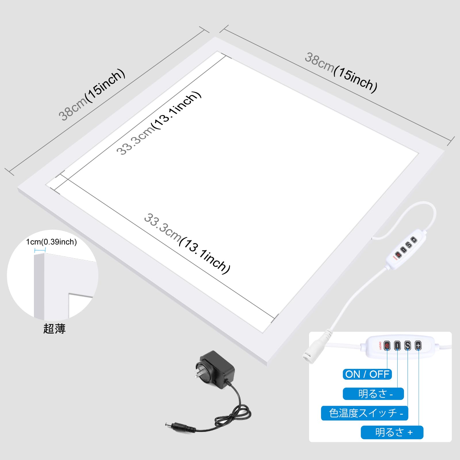 Amazon | PULUZ 38cm LED写真撮影用無影ライトパネル 1000LM 6500K 三
