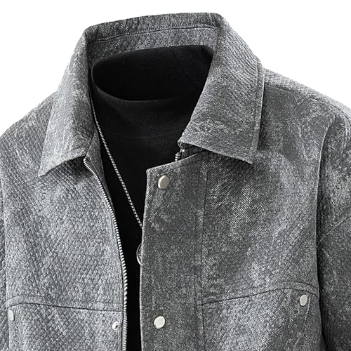 Chaqueta denim para hombre con cierre y estilo vintage miniatura 3