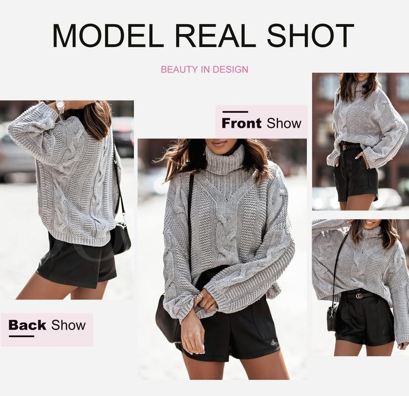 Dokotoo Womens Turtle Neck Sweater Fashion 2025 Loose Casual Cozy Chunky Pullover Tops - Image 4