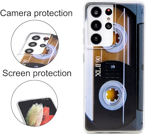 Miniatura 3 de Funda para Galaxy S21 Ultra a prueba de golpes a prueba de arañazos con TPU suave parachoques Retro Music Cassette Cassette Cassette Funda
