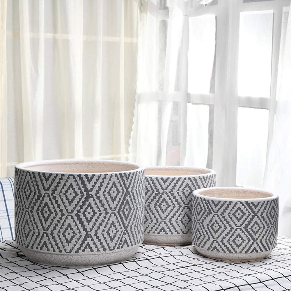 Siatka Ceramiczna Wewnętrzna Doniczka Ceramiczna Duża Gruba Oddychająca Roślina Podłogowa Doniczka Na Biurko Szkliwiona Ceramika Doniczka Ceramiczna Biała Doni,White,19.6CM