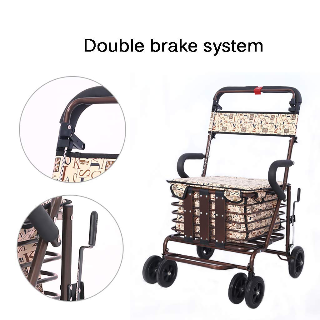 Składany Chodzik Typu Rollator, Chodzik Typu Rollator Bariatryczny, Wytrzymały, Z Dużym, Wyściełanym Siedziskiem, Powierzchnia Do Siedzenia 47 Cm Szerokości, Podwójny System Hamulcowy, Regulowana Wys