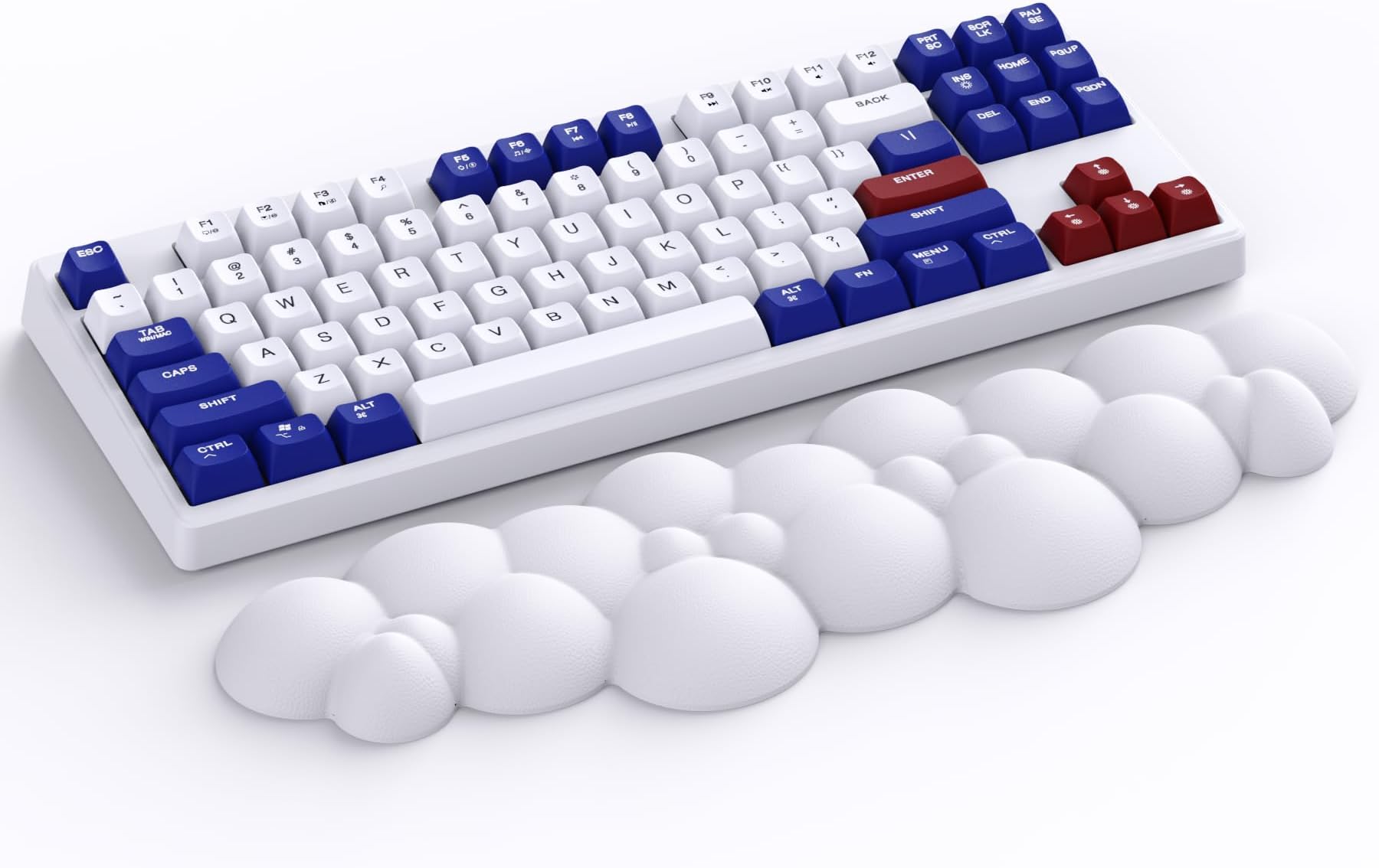 Cloud Wrist Rest - PU Leather Memory Foam Keyboard Palm Rest with Ergonomic Support, Non-Slip Base for PC Gaming/Office/Computer, Ultra-Soft Arm Cushion & Wrist Pain Relief-White