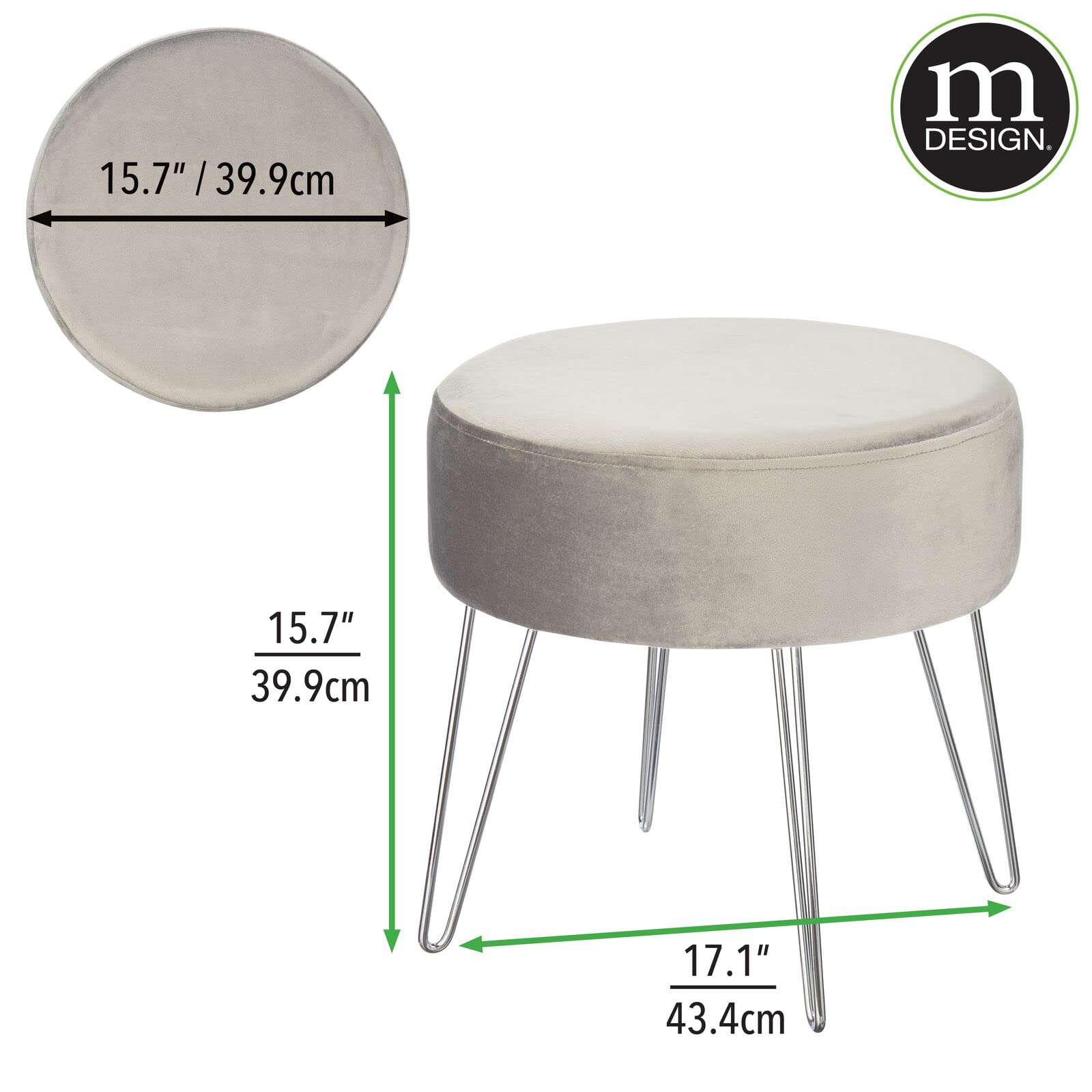 Amazon｜mDesign ラウンドパッド入りオットマンフットスツール 金属製