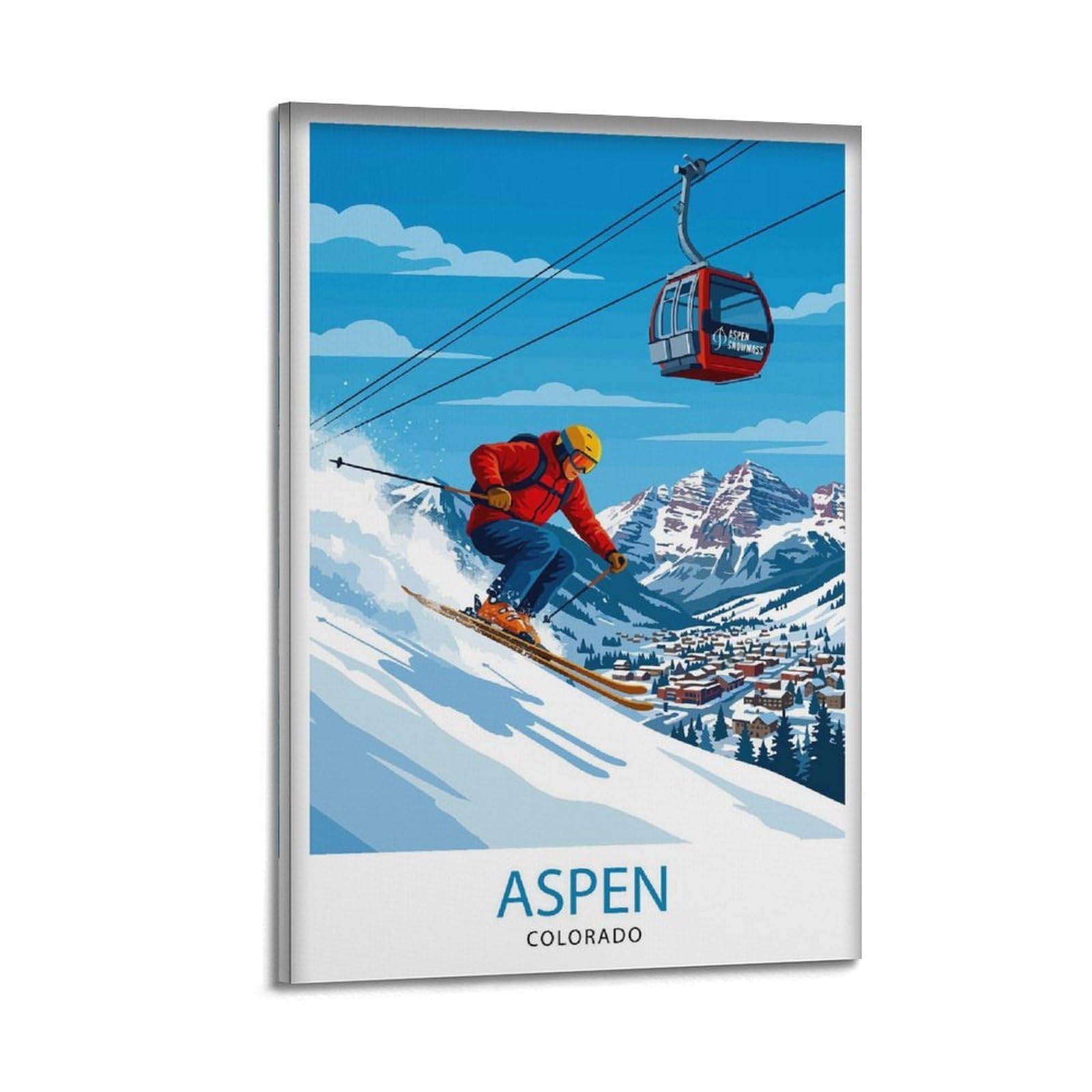 xiaoxiaoshen Aspen Colorado Ski USA Mountain Resort Travel Canvas Poster Wall Art Prints Room Aesthetic Murals Bedroom And Living Decorations 08x12inch(20x30cm)
