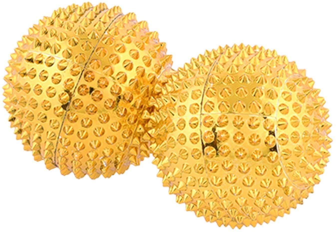 QIMACPLUS Acupressure Magnetic Needle Ball Massager | Manual Health Care Therapy Balls for Pain Relief & Relaxation (Pack of 2, Golden) 1
