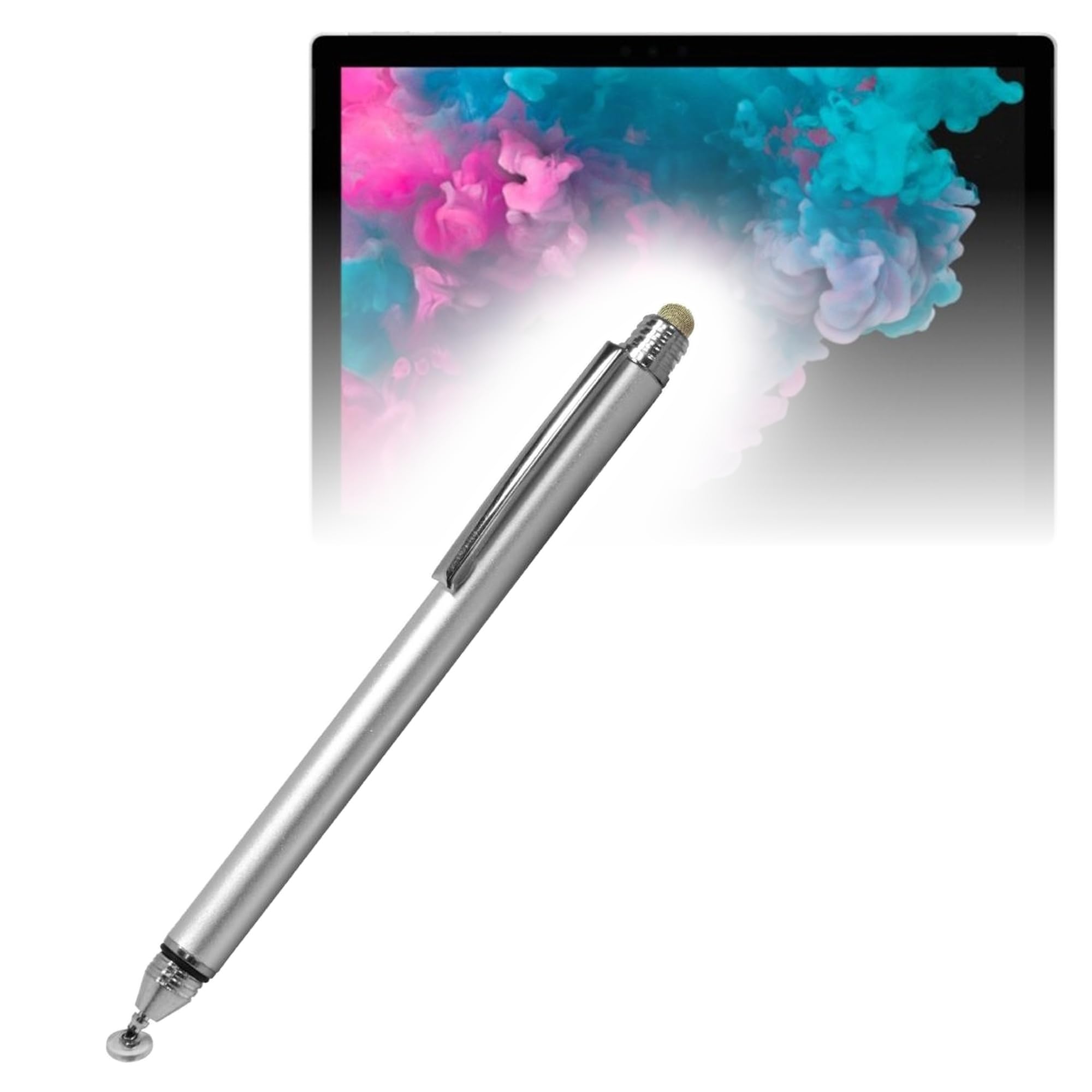 BoxWave Stylus Pen Compatible with Microsoft Surface Pro - DualTip Capacitive Stylus, Fiber Tip Disc Tip Capacitive Stylus Pen - Metallic Silver-image-44