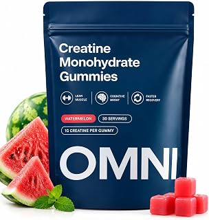Omni Creatine Gummies | Creatine Monohydrate Gummies - Convenient & Easy to Take, Watermelon Flavor, Low Sugar, 1g Per Gummy, 90 Count