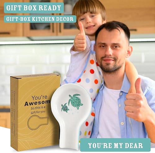 Miniatura 6 de Soporte para cucharas de tortuga para estufa, soporte para cucharas de cocina, espátula, decoración de cocina para encimera de cocina, soporte de