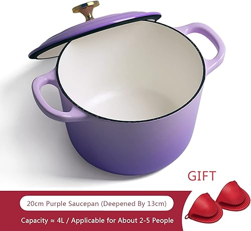 Miniatura 2 de Olla de cocina cacerola con tapa sartén de hierro fundido esmaltado horno holandés redondo antiadherente olla de sopa profunda mini sartén para