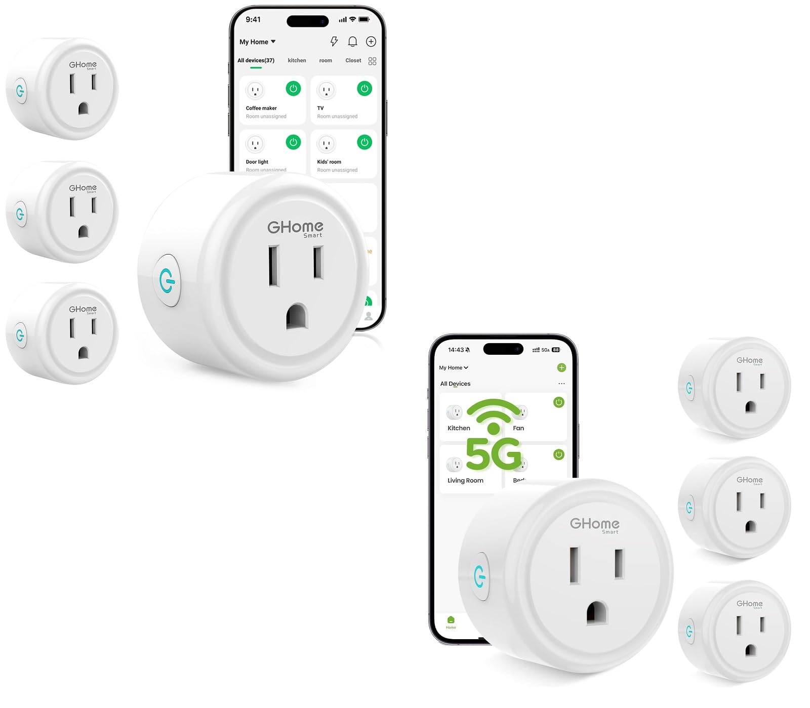 GHome Smart Plug 5G 15A and 2 4G 10A