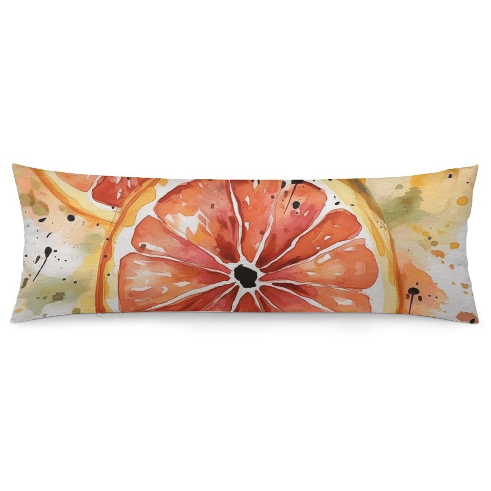 2 Pack Pillow Cases for Hair and Skin, Soft Breathable Pillow Case Covers with Hidden Zipper, Watercolor Orange Slice Pillowcase 20"x54" Pillow Covers for Sleeping Gift