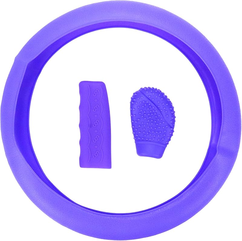 Kit de Capas de Silicone para Volante, Alavanca do Freio de Mão e Câmbio Modengzhe Roxo