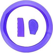 Modengzhe Steering Wheel Cover with Handbrake Cover & Gear Shift Cover | Universal Silicone Anti-Slip Design Car Accessories Interior Steering Wheel Cover Set for Most Vehicles, Pack of 3, Purple