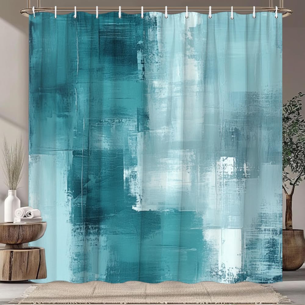 GLWDMB 1 Piece 180x220CM Abstract Watercolor Textured Printed Shower Curtain With Hook, Polyester, for Windows And Walls, Bathtub, Bathroom, Machine Washable, All Season Universal