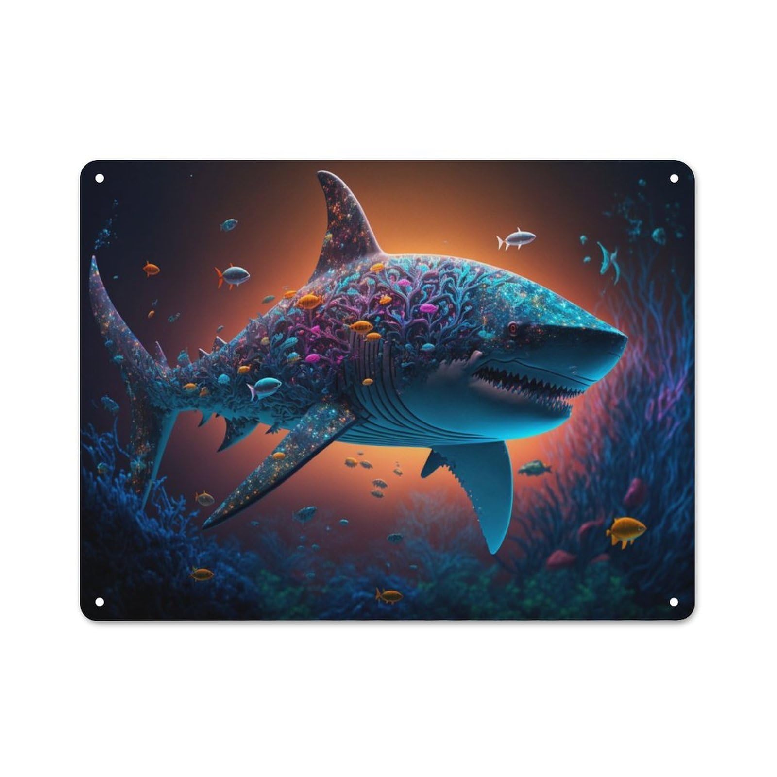Junmoney Style-7 Nostalgic Fantasy Shark 11 Metal Wall Sign 30X40cm, Classic Pub Decor For Bar, Kitchen, Garage Or Games Room