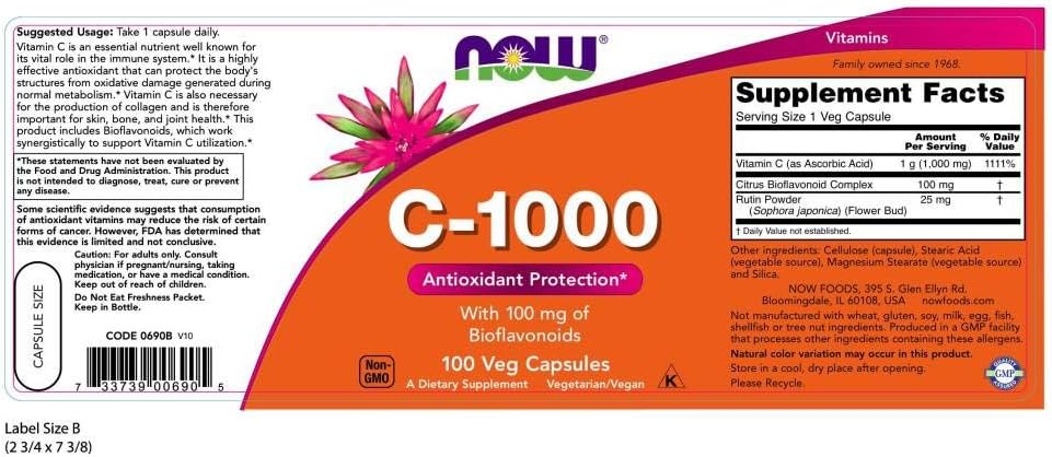Amazon Com Now Supplements Vitamin C 1 000 With 100 Mg Of Bioflavonoids Antioxidant Protection 100 Veg Capsules Health Household Amazon Com Now Supplements Vitamin C 1 000 With 100 Mg Of Bioflavonoids Antioxidant Protection 100 Veg Capsules Health Household