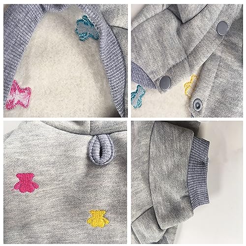LeerKing Hundepullover Fleece Pullover Hoodie Pyjama Flauschiger Katzenpullover für kleine mittelgroße Hund Französische Bulldogge Kleidung Dackel Chihuahua L