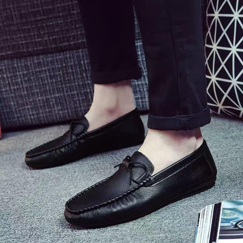 Men Party Loafers Vegan Leather Outdoor Round Toe Anti-Slip Slip Resistant Rubber Sole Shoe for Casual Wedding Party Prom Slip On2