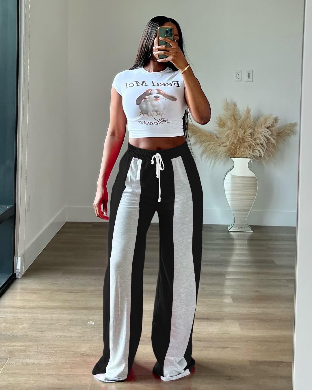 HBQ Womens Wide Leg Sweatpants High Waisted Drawstring Sweatpant Baggy Pants Athletic Joggers - Image 3