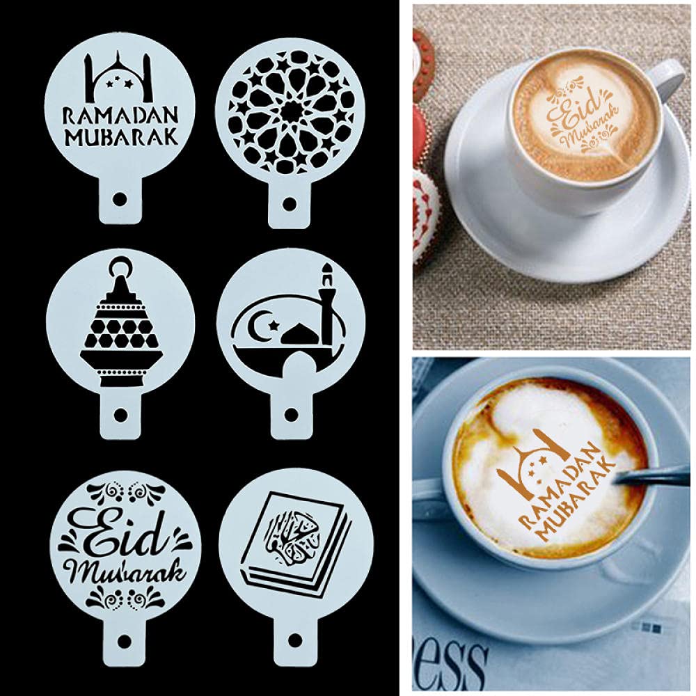 Szablony Do Kawy Szablon Do Ciasta Szablon Do Kawy8 Sztuk/Zestaw Ramadan Dekorowanie Szablony Cafe Latte Herbatniki Formy Do Pieczenia Dla Eid Party Cake Dekorowanie Narzędzia Herbatniki Formy