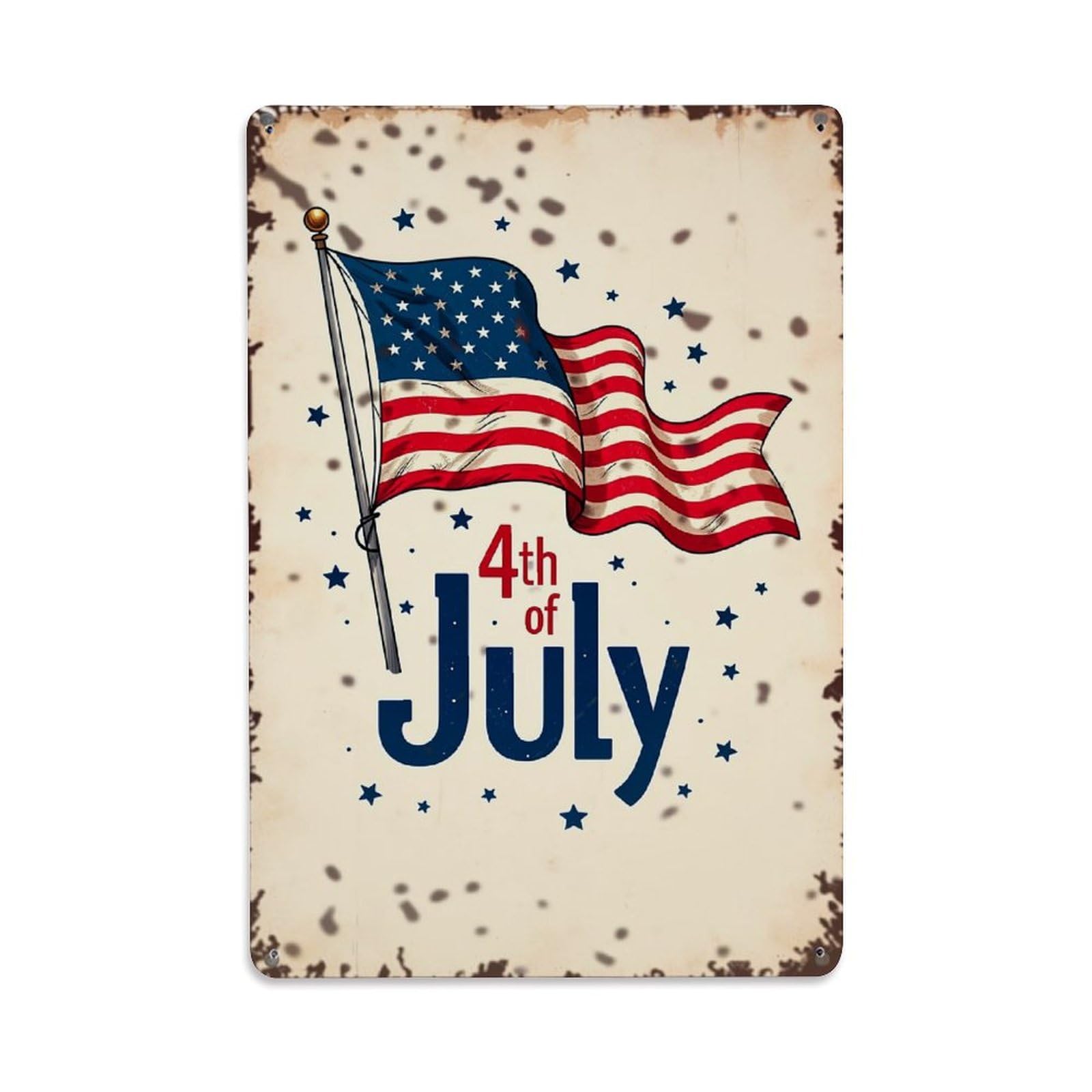 Nestemfo Vintage American Flag Fourth Of July Tin Sign Metal Sign, Living Room,Bar, Home, Bedroom Wall Decor,Retro Metal Poster 8X12 Inches