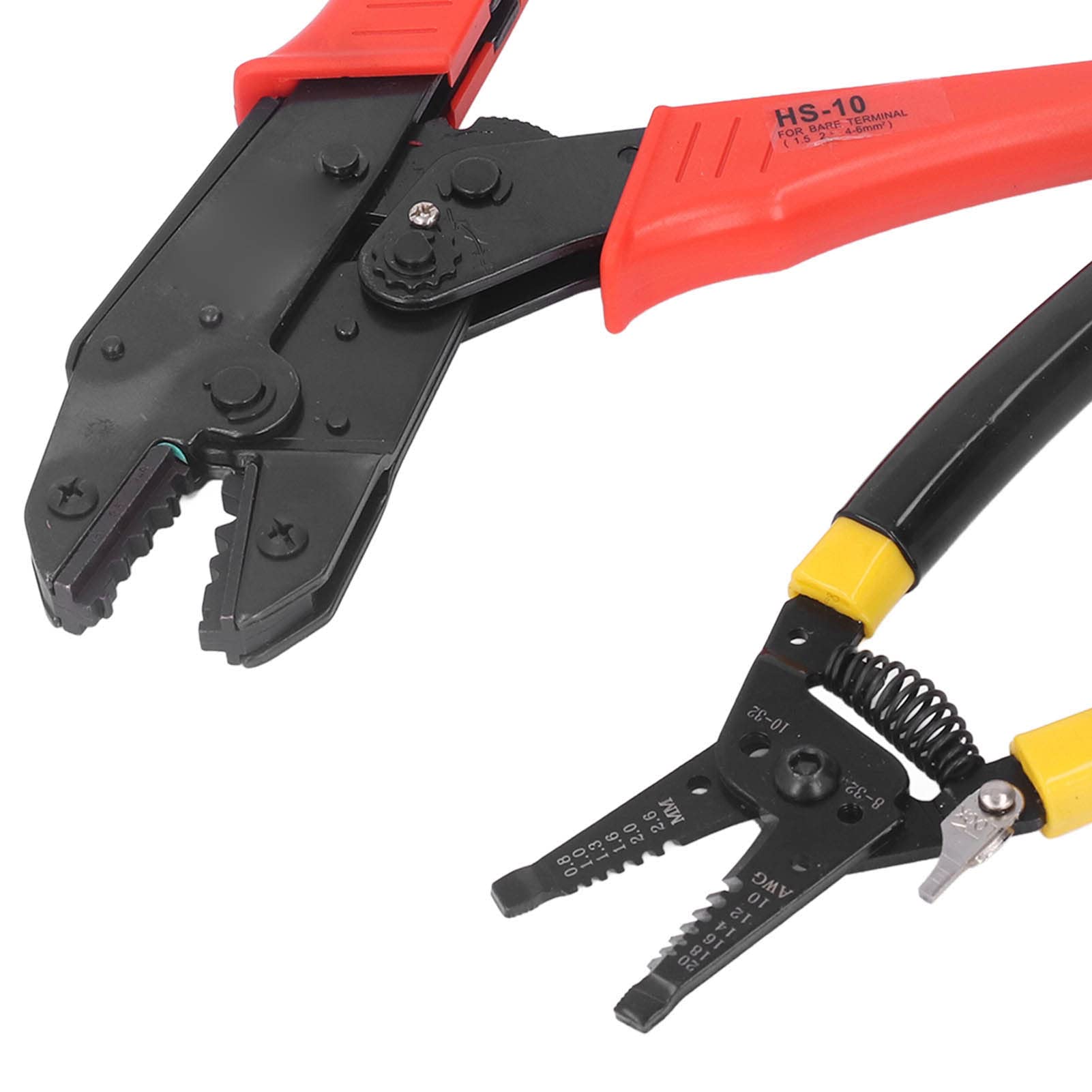 FTVOGUE Kit di Strumenti per Crimpare Cavi a Cricchetto, Kit di Pinze per Connettori Terminali in Acciaio Inossidabile con Gamma di Crimpatura da 1,5 a 6 Mm2, 4 Ganasce Intercambiabili e Spelafili