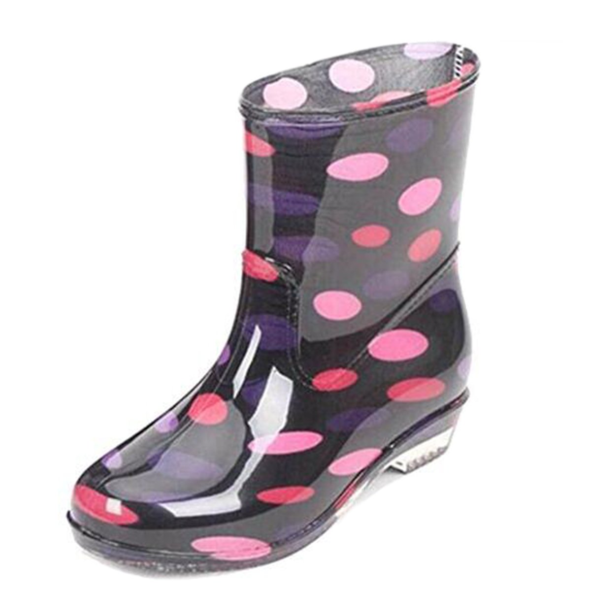 COVOYYAR Women's Cute Dot Short Ankle Rain Boots Rubber Shoes