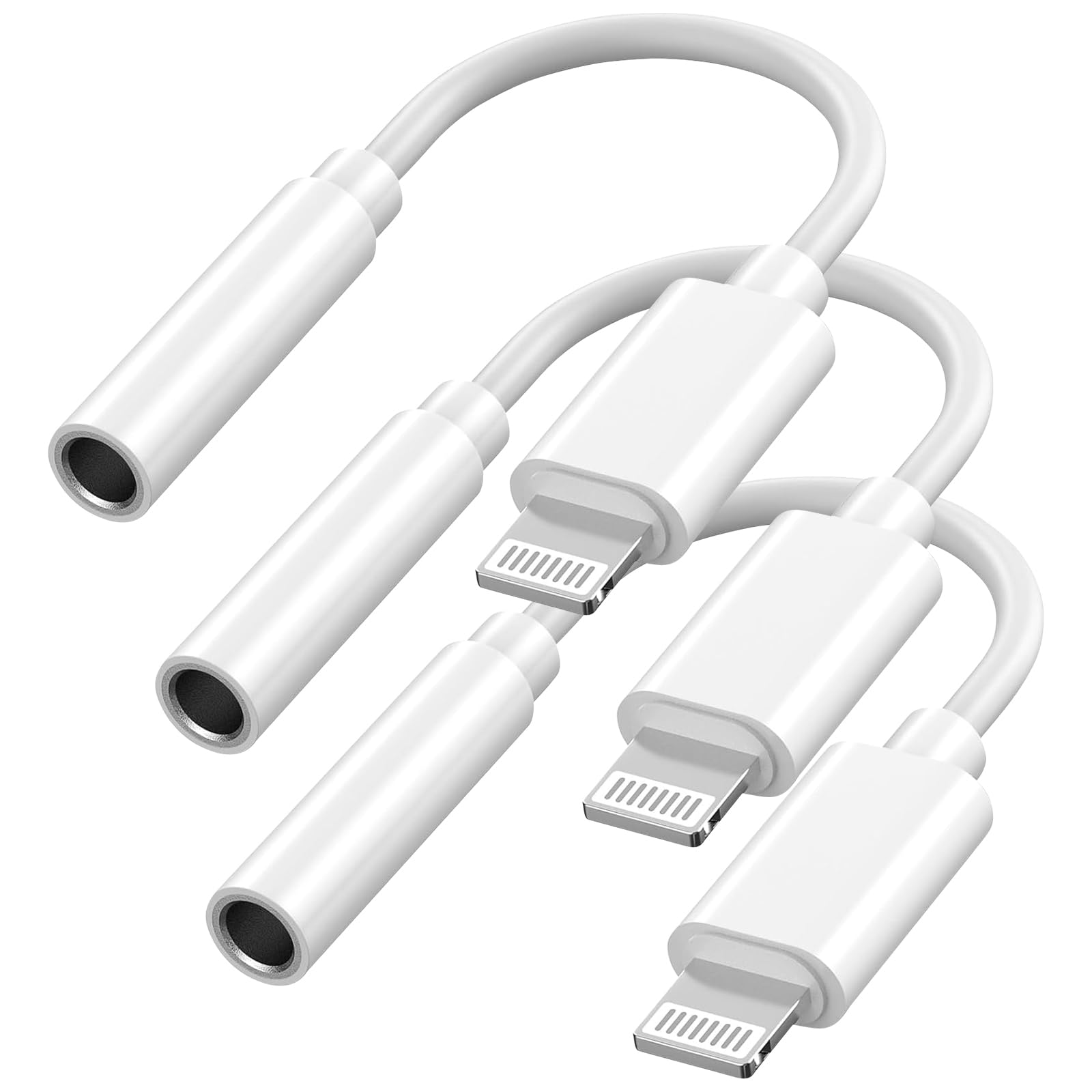 [Apple MFi Certified] Lightning to 3.5mm Headphone Jack Adapter for iPhone, 3-Pack Aux Earphone Audio Dongle Cable Cord for iPhone 14/13/12/11/XR/XS/SE/8/7, Support All iOS & Music & Calling Control