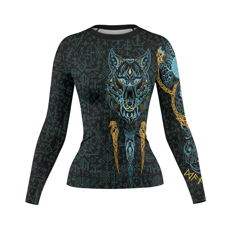 Viking Women's Rash Guard Shirts Long Sleeve Compression Fightwear Tops for BJJ MMA2