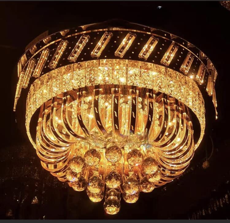 Image of Sanleen Enterprises Round Shape Multicolour Crystal LED Chandelier WIDTH20.Inch - Design 3