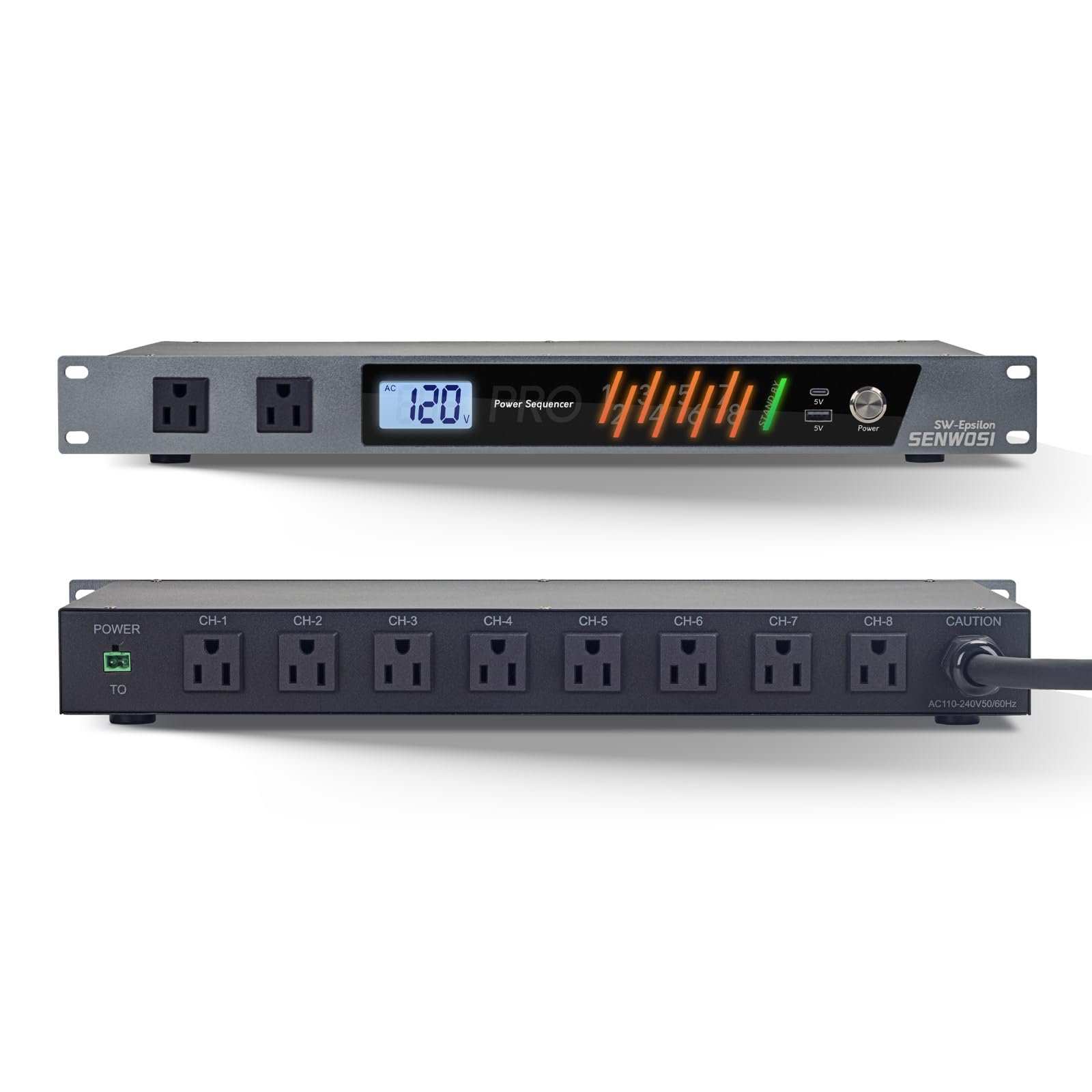 SENWOSI SW-Epsilon 10 Socket Power Conditioner/Surge Sequencer USB Type-C/Type-A Charger