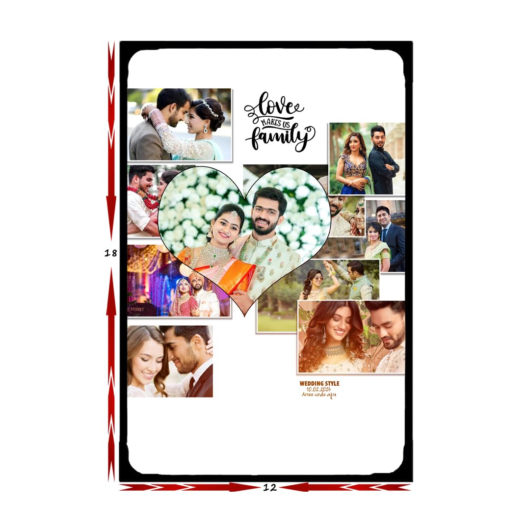 TWL 12x18 Laminated 10 Photo collage Frame with Black outer beeding | A3 Size | Scratch and water resistant coat | Customizable | personalized gifts | Wedding Gifts | Home Decor | Wall frames