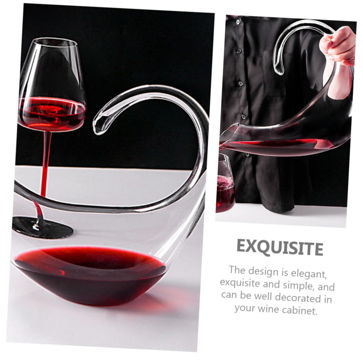 Happyyami Eleganter Weindekanter aus Glas mit Kreativem Design zur Geschmacksverbesserung Feine Verarbeitung und Praktischem Ausgießer für Stilvollen Hausgebrauch