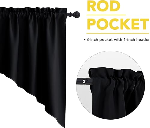 Miniatura 4 de NICETOWN Cenefas para ventana de cocina, estilo granja, cortinas opacas cortas para sala de estar, cortinas de ventana pequeña para bañooficina, 36