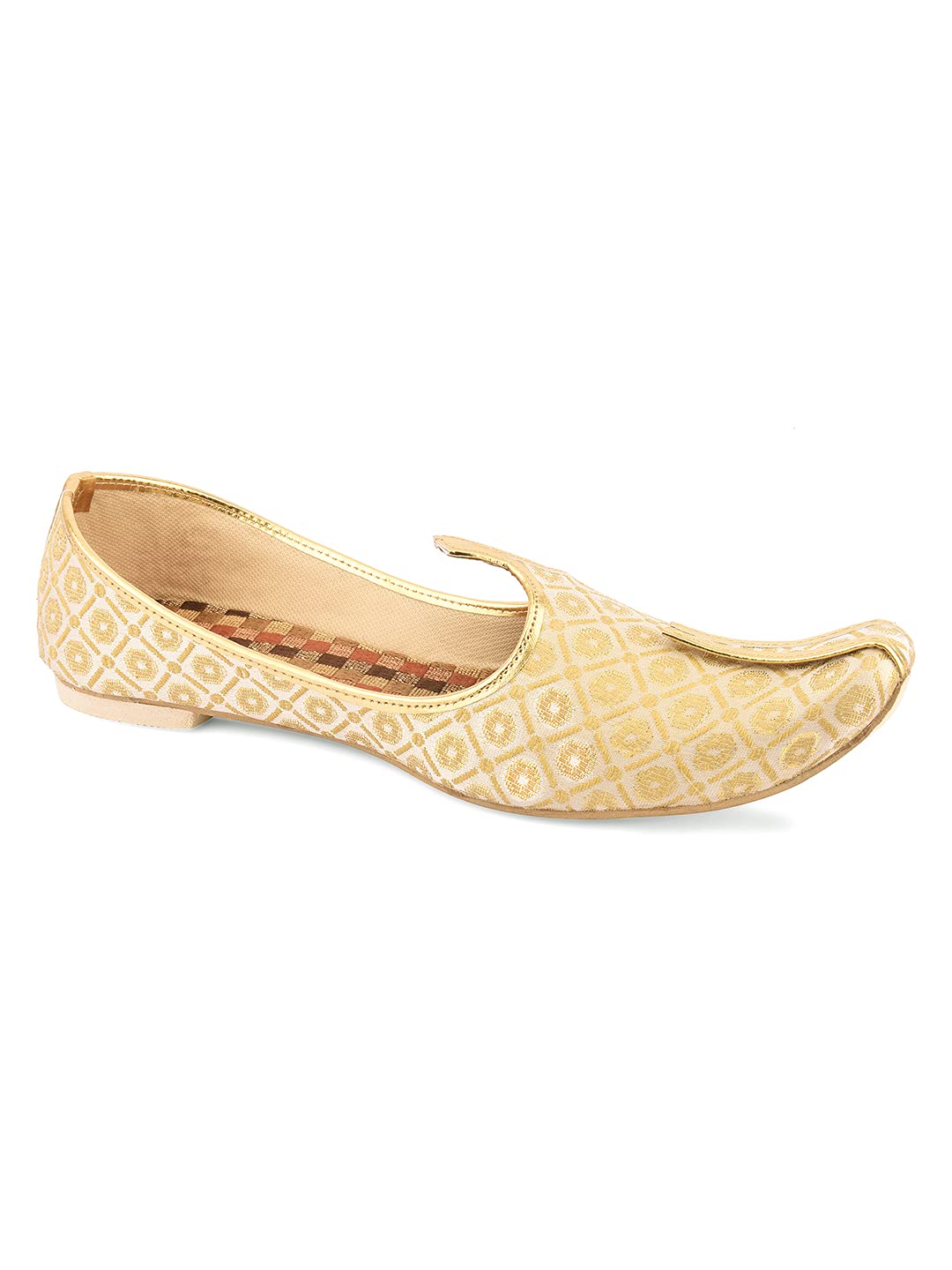 desi colour Mens Ethnic Designer Punjabi Jutti Mojari Nagra for Party-Gold Circle-picture-20