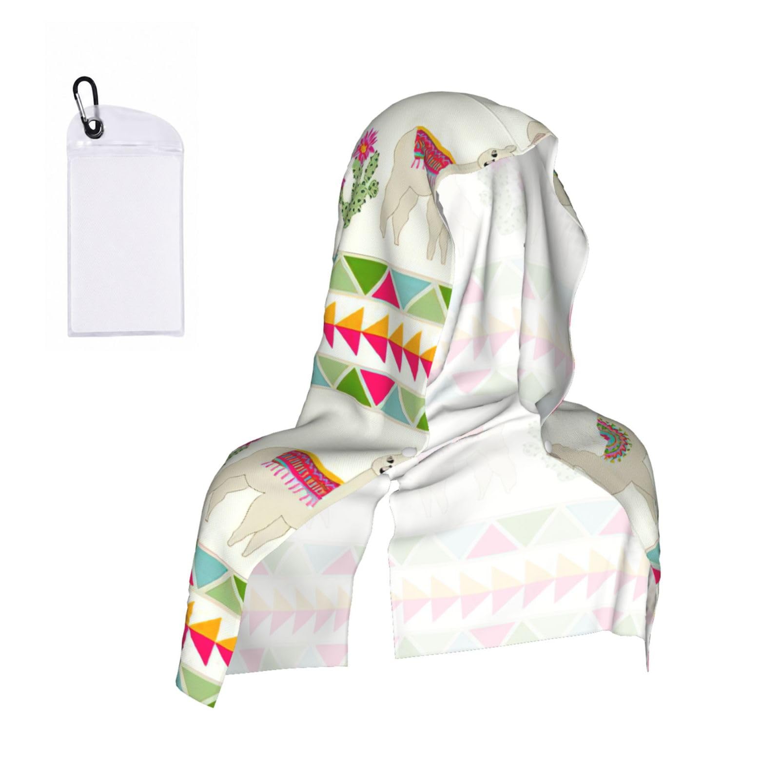 YQxwJL Llama And Cactus Print Unsex Cooling Hoodie Towel, Cools Instantly When Wet Sun Protection For Sports Fitness Gym