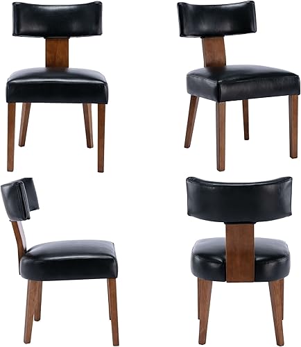 Miniatura 7 de BESTANO Juego de 2 sillas de comedor modernas, cómodas sillas laterales tapizadas con patas de madera, sillas de comedor de piel sintética con