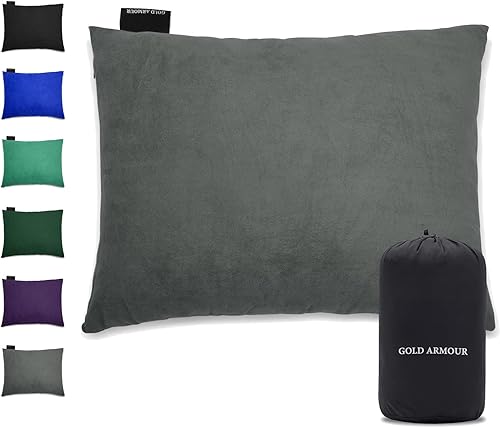 Gold Armour Almohada de espuma viscoelástica para campamento, compactas compresibles para mochileros, hamacas y viajes para niños y adultos, equipo