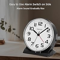 Vista 4 de FAMICOZY Reloj despertador con retroiluminación automática, silencioso sin tictac para personas mayores con problemas de visión, fácil