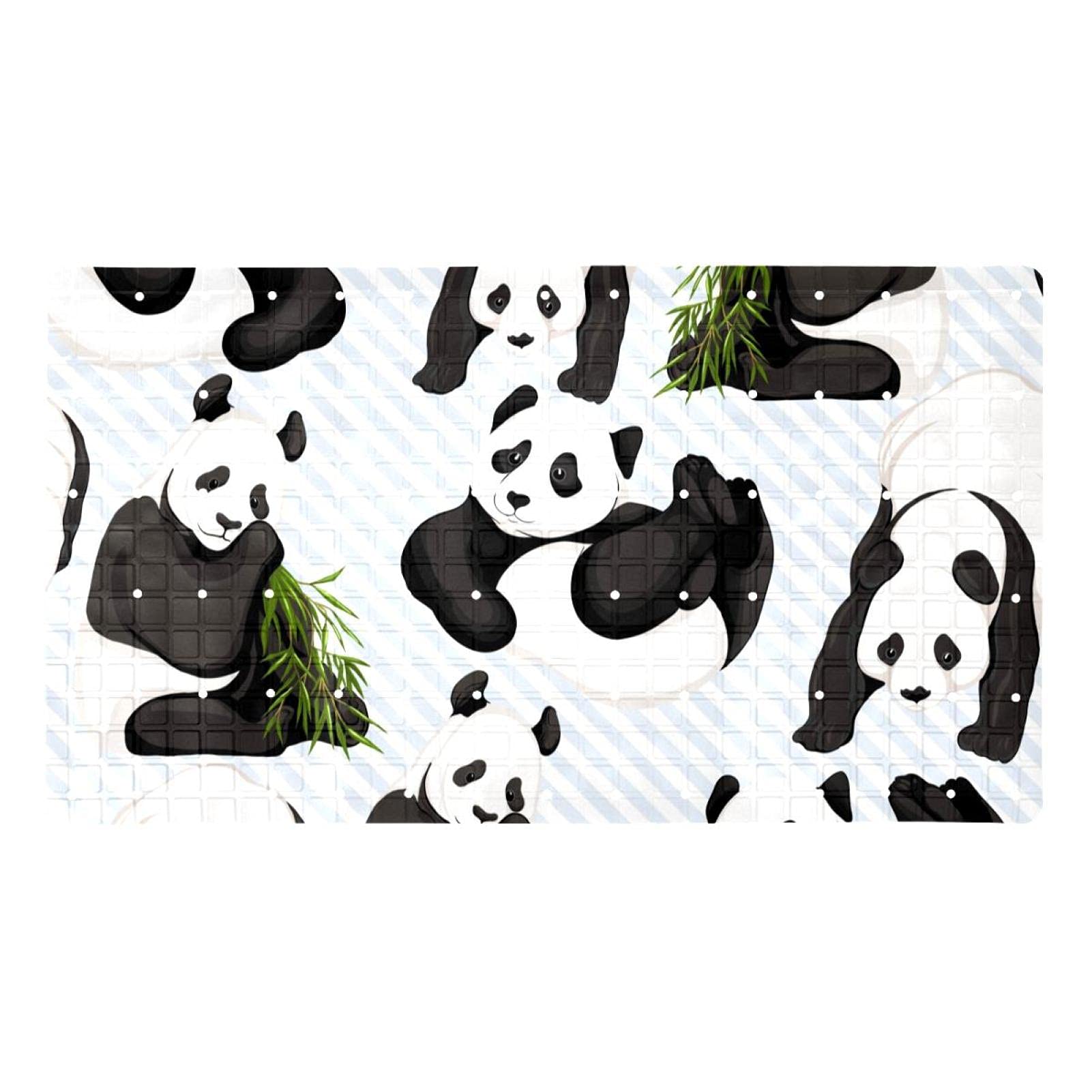 Tapis de douche doux pandas baignoire antidérapant sans BPA lavable