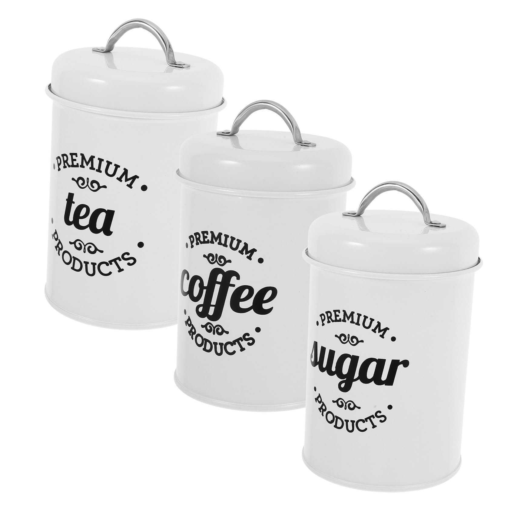 Set di 3 Barattoli in Ferro Chiusura Ermetica, Stile Europeo Elegante, per Tè, Caffè e Caramelle, Salvaspazio per Cucina e Ufficio