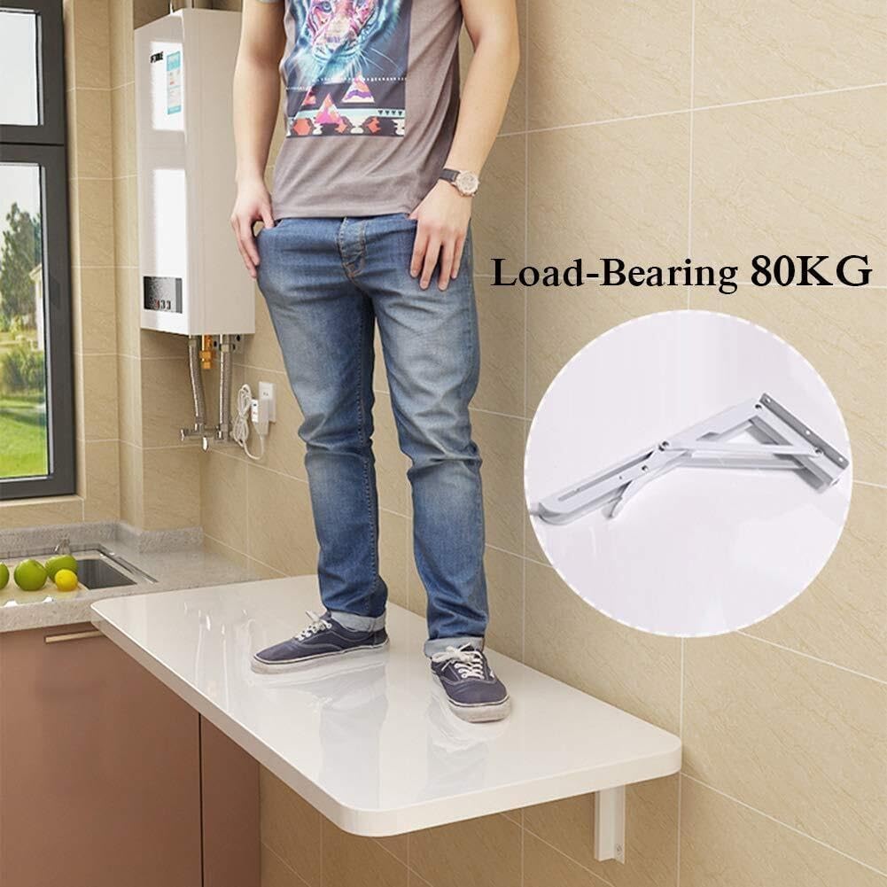 Wall Mounted Fold Down Table, Space-Saving Folding Desk for Small Spaces, Portable Computer Desk for Kitchen, Laundry, and Garage(LxW - 60x40cm/23.5x15.5in) - Image 5