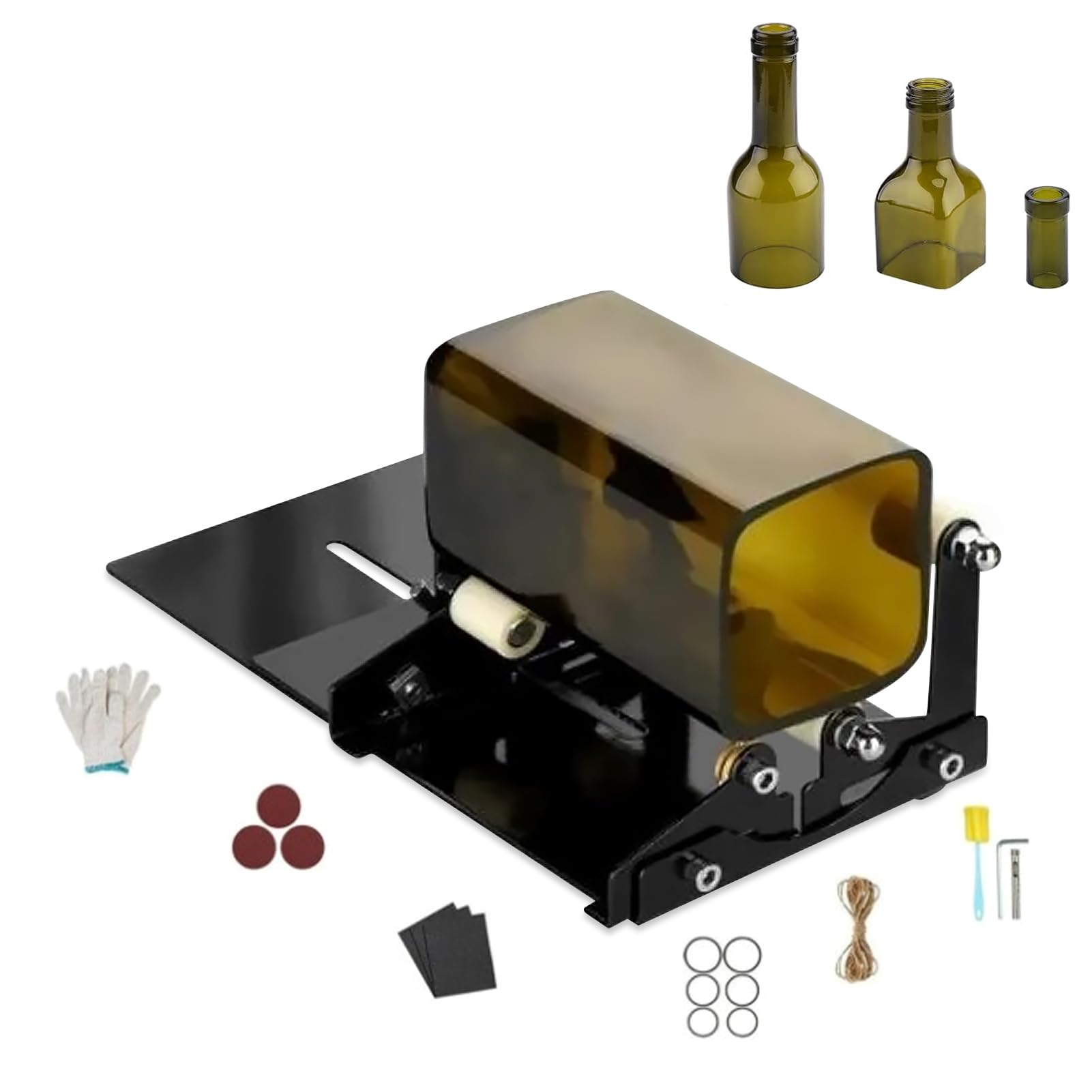 Kit de Bricolaje para Cortar Botellas de Vidrio, Cortador de Botellas de Vidrio para Cortar Botellas Redondas y Cuadradas con Fijación Estable para Navidad,Cumpleaños y Acción de Gracias