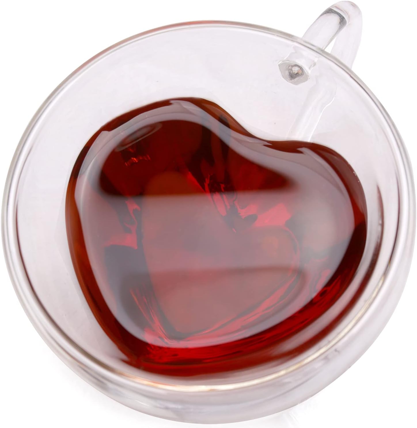 Glow Castle Heat resistant creative double layer heart cup clear glass milk cup (180ml)
