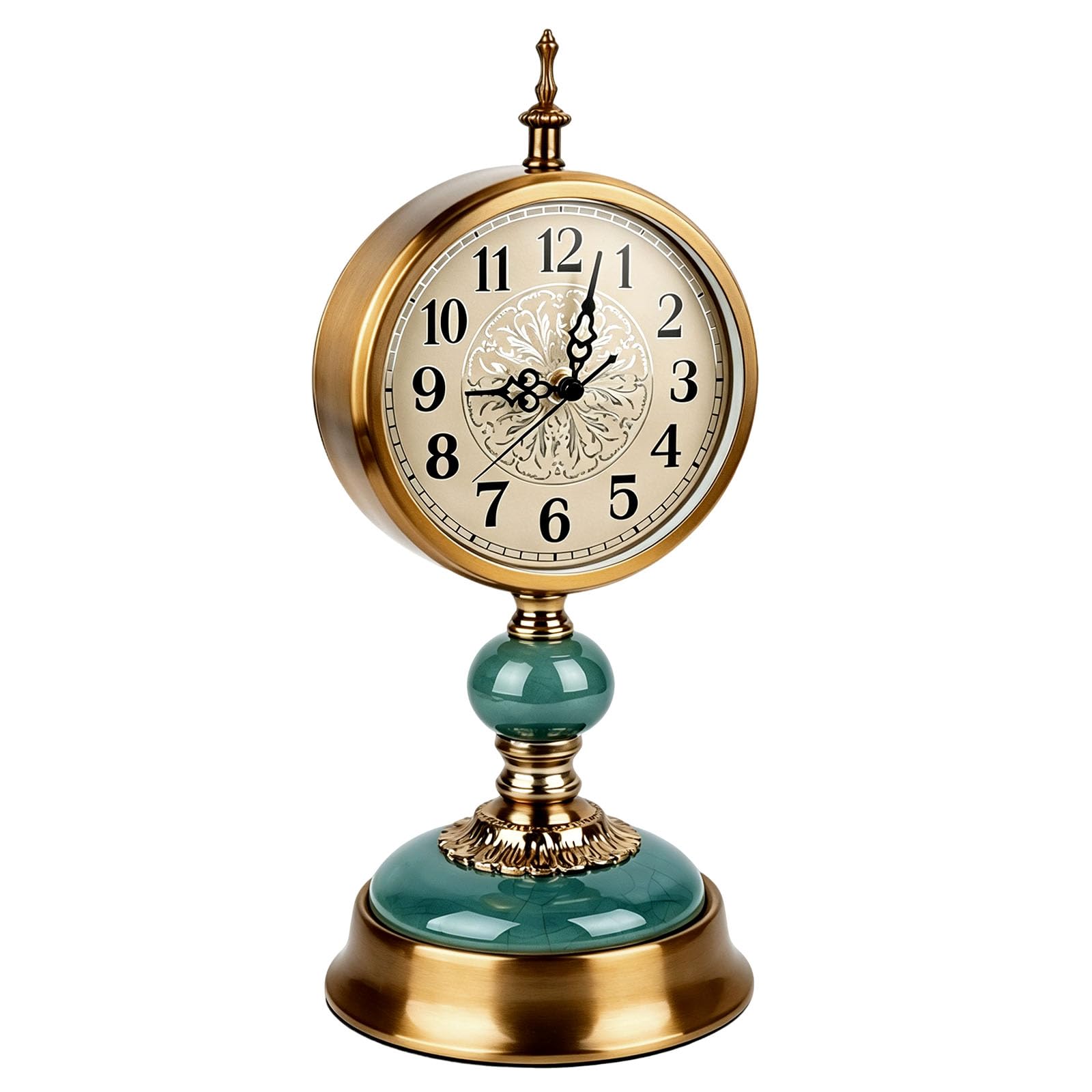Vintage Tischuhr Standuhr, Antike Metall Schreibtischuhr Batteriebetrieben, Retro Stille Tischuhren ohne Ticken für Kaminsims Regal Wohnzimmer Tischdekoration Schlafzimmer Wohnzimmer Büro
